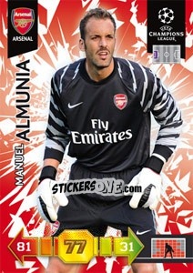 Sticker Manuel Almunia - UEFA Champions League 2010-2011. Adrenalyn XL n. 1 - Panini
