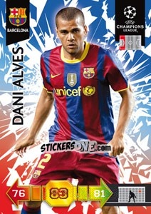 Sticker Dani Alves - UEFA Champions League 2010-2011. Adrenalyn XL n. 21 - Panini