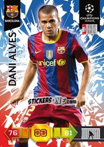 Sticker Dani Alves - UEFA Champions League 2010-2011. Adrenalyn XL - Panini