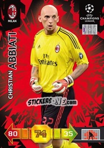Sticker Christian Abbiati - UEFA Champions League 2010-2011. Adrenalyn XL n. 192 - Panini