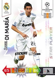 Sticker Ángel Di María - UEFA Champions League 2010-2011. Adrenalyn XL n. 250 - Panini