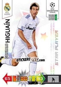 Cromo Gonzalo Higuaín - UEFA Champions League 2010-2011. Adrenalyn XL - Panini
