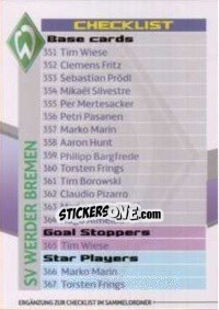 Sticker Checklist (351-367) - UEFA Champions League 2010-2011. Adrenalyn XL - Panini