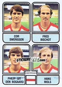 Sticker Cor Swerissen / Fred Bischot / Philip uit den Bogaard / Hans Mols - Voetbal 1981-1982 - Panini