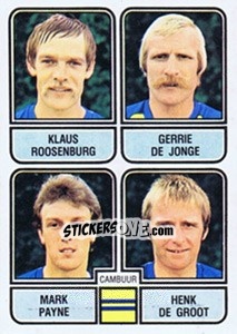 Sticker Klaus Roosenburg / Gerrie de Jonge / Mark Payne / Henk de Groot - Voetbal 1981-1982 - Panini