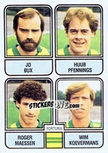Sticker Jo Bux / Huub Pfennings / Roger Maessen / Wim Koevermans - Voetbal 1981-1982 - Panini