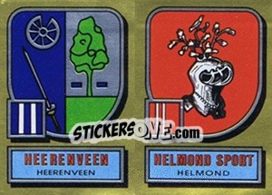 Sticker Badge Heerenveen / Badge Helmond Sport - Voetbal 1981-1982 - Panini