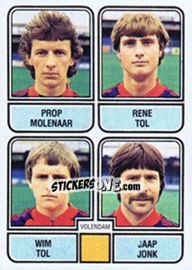 Sticker Prop Molenaar / Rene Tol / Wim Tol / Jaap Jonk - Voetbal 1981-1982 - Panini