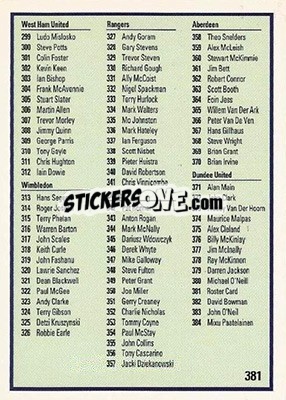 Sticker Checklist - Shooting Stars 1991-1992 n. 381 - Merlin