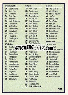 Sticker Checklist - Shooting Stars 1991-1992 - Merlin