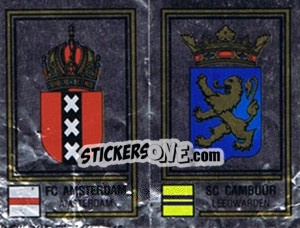 Sticker Badge FC Amsterdam / Badge SC Cambuur - Voetbal 1980-1981 - Panini
