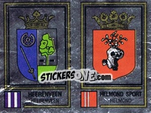 Sticker Badge Heerenveen / Badge Helmond Sport - Voetbal 1980-1981 - Panini