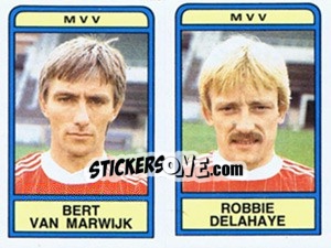 Sticker Bert van Marwijk / Robbie Delahaye - Voetbal 1983-1984 n. 374 - Panini