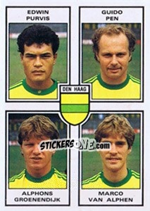 Sticker Edwin Purvis / Guido Pen / Alphons Groenendijk / Marco van Alphen - Voetbal 1984-1985 n. 351 - Panini