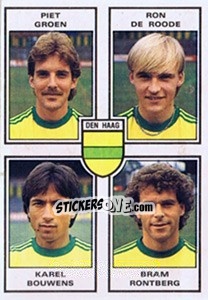 Sticker Piet Groen / Ron de Roode / Karel Bouwens / Dram Rontberg - Voetbal 1984-1985 - Panini