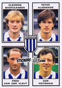 Sticker Clemens Bastainsen / Peter Alkemade / Fred van der Vleut / Cor Peitsman - Voetbal 1984-1985 - Panini