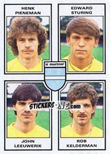 Sticker Henk Pieneman / Edward Sturing / John Leeuwerik / Cor Pietsman - Voetbal 1984-1985 - Panini