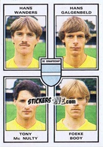 Sticker Hans Wanders / Hans Galgenbeld / Tony McNulty / Foeke Body - Voetbal 1984-1985 - Panini