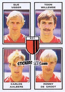 Sticker Sije Visser / Toon Willemse / Carlos Calbers / Ronny de Groot - Voetbal 1984-1985 n. 386 - Panini