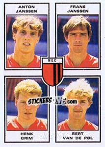 Sticker Anton Janssen / Frans Janssen / Henk Grim / Bert van de Vol - Voetbal 1984-1985 n. 387 - Panini
