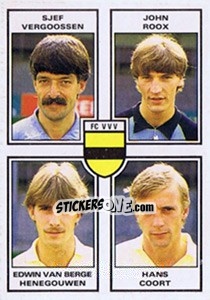 Sticker Sjef Vergoossen / John Roox / Edwin van Berge Henegouwen / Hans Coort - Voetbal 1984-1985 - Panini