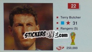 Sticker Terry Butcher - World Cup Italia 1990 n. 22 - Merlin