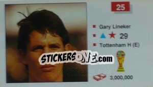 Sticker Gary Lineker - World Cup Italia 1990 n. 25 - Merlin