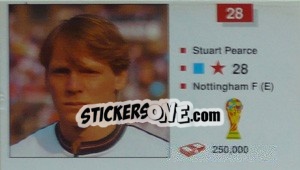 Sticker Stuart Pearce - World Cup Italia 1990 n. 28 - Merlin