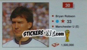 Sticker Bryan Robson - World Cup Italia 1990 n. 30 - Merlin
