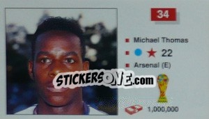 Sticker Michael Thomas - World Cup Italia 1990 n. 34 - Merlin