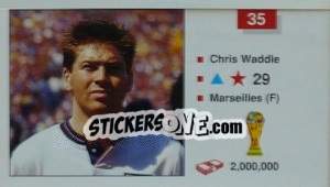 Sticker Chris Waddle - World Cup Italia 1990 n. 35 - Merlin