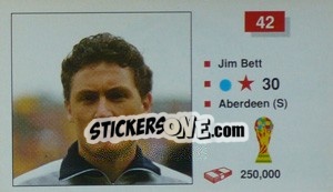 Sticker Jim Bett - World Cup Italia 1990 - Merlin
