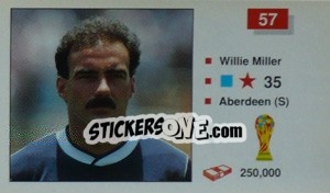 Sticker Willie Miller - World Cup Italia 1990 n. 57 - Merlin