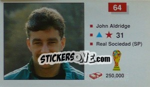 Sticker John Aldridge - World Cup Italia 1990 n. 64 - Merlin