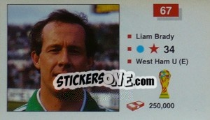 Sticker Liam Brady - World Cup Italia 1990 n. 67 - Merlin