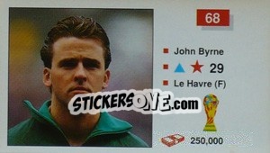Sticker John Byrne - World Cup Italia 1990 n. 68 - Merlin