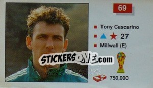 Sticker Tony Cascarino - World Cup Italia 1990 - Merlin