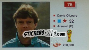 Sticker David O'Leary - World Cup Italia 1990 n. 76 - Merlin
