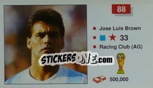 Sticker Jose Luis Brown - World Cup Italia 1990 n. 88 - Merlin