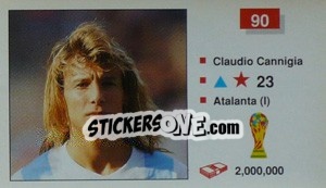 Sticker Claudio Cannigia - World Cup Italia 1990 - Merlin