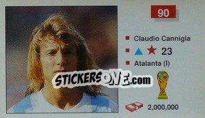 Sticker Claudio Cannigia - World Cup Italia 1990 n. 90 - Merlin