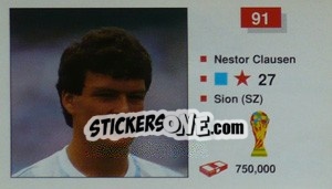 Cromo Nestor Clausen - World Cup Italia 1990 - Merlin