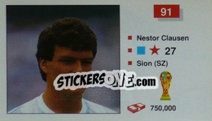Figurina Nestor Clausen - World Cup Italia 1990 n. 91 - Merlin