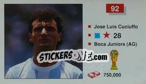Sticker Jose Luis Cuciuffo - World Cup Italia 1990 n. 92 - Merlin