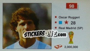 Sticker Oscar Ruggeri - World Cup Italia 1990 - Merlin