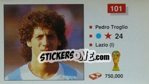 Cromo Pedro Troglio - World Cup Italia 1990 - Merlin