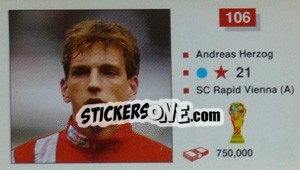 Sticker Andreas Herzog - World Cup Italia 1990 - Merlin
