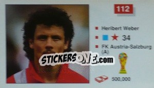 Sticker Heribert Weber - World Cup Italia 1990 - Merlin