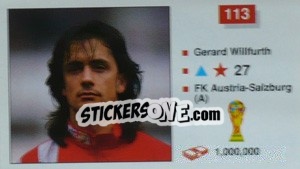 Sticker Gerard Willfurth - World Cup Italia 1990 - Merlin