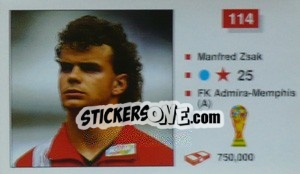 Sticker Manfred Zsak - World Cup Italia 1990 - Merlin